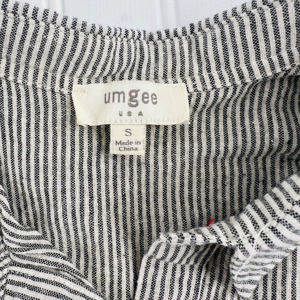 Umgee Button Top Size Small Striped Roll Tab Lace… - image 2